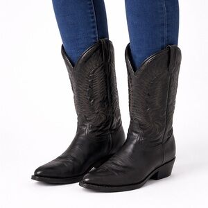 Size 10 Dan Post Womens Silver Rebel Cowboy Boots Black Western Leather USA 1466